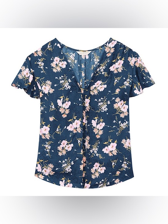 Rebecca Taylor Tops - Rebecca Taylor Emilia Print Jacquard Short-Sleeve V-Neck Blouse
